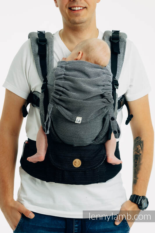 LennyUpGrade PRO - justerbar bæresæle, Størrelse Standard, LITTLE HERRINGBONE - OMBRE GREY  #babywearing