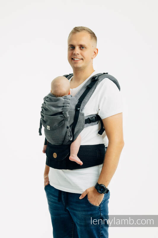 LennyUpGrade PRO - justerbar bæresæle, Størrelse Standard, LITTLE HERRINGBONE - OMBRE GREY  #babywearing