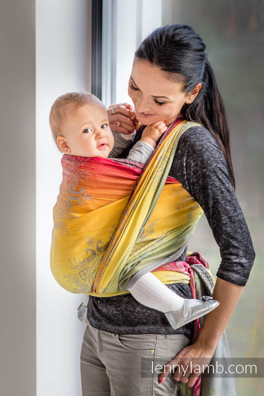 Żakardowa chusta do noszenia dzieci, bawełna - KRÓLEWSKI PAW INDYJSKI, rozmiar XL #babywearing
