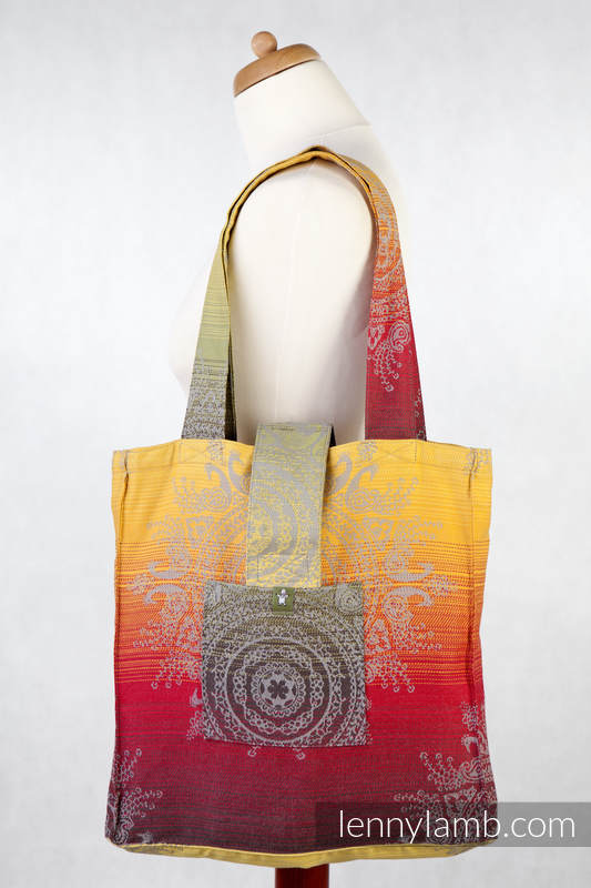 Torba na ramię z materiału chustowego, (100% bawełna) - KRÓLEWSKI PAW INDYJSKI - uniwersalny rozmiar 37cmx37cm #babywearing