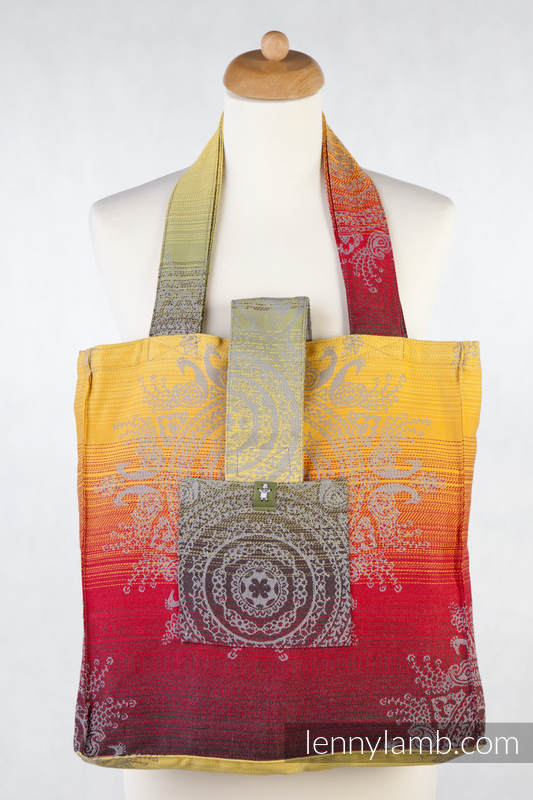 Torba na ramię z materiału chustowego, (100% bawełna) - KRÓLEWSKI PAW INDYJSKI - uniwersalny rozmiar 37cmx37cm #babywearing