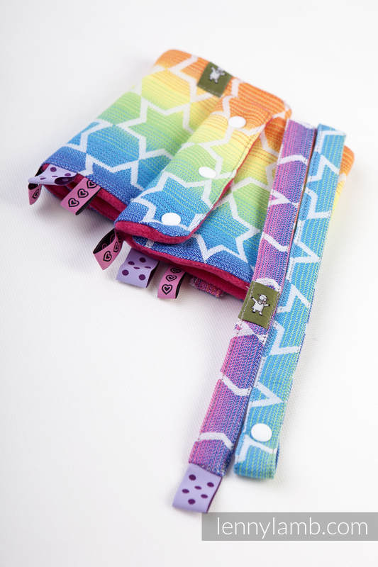 Drool Pads & Reach Straps Set, (60% cotton, 40% polyester) - RAINBOW STARS #babywearing