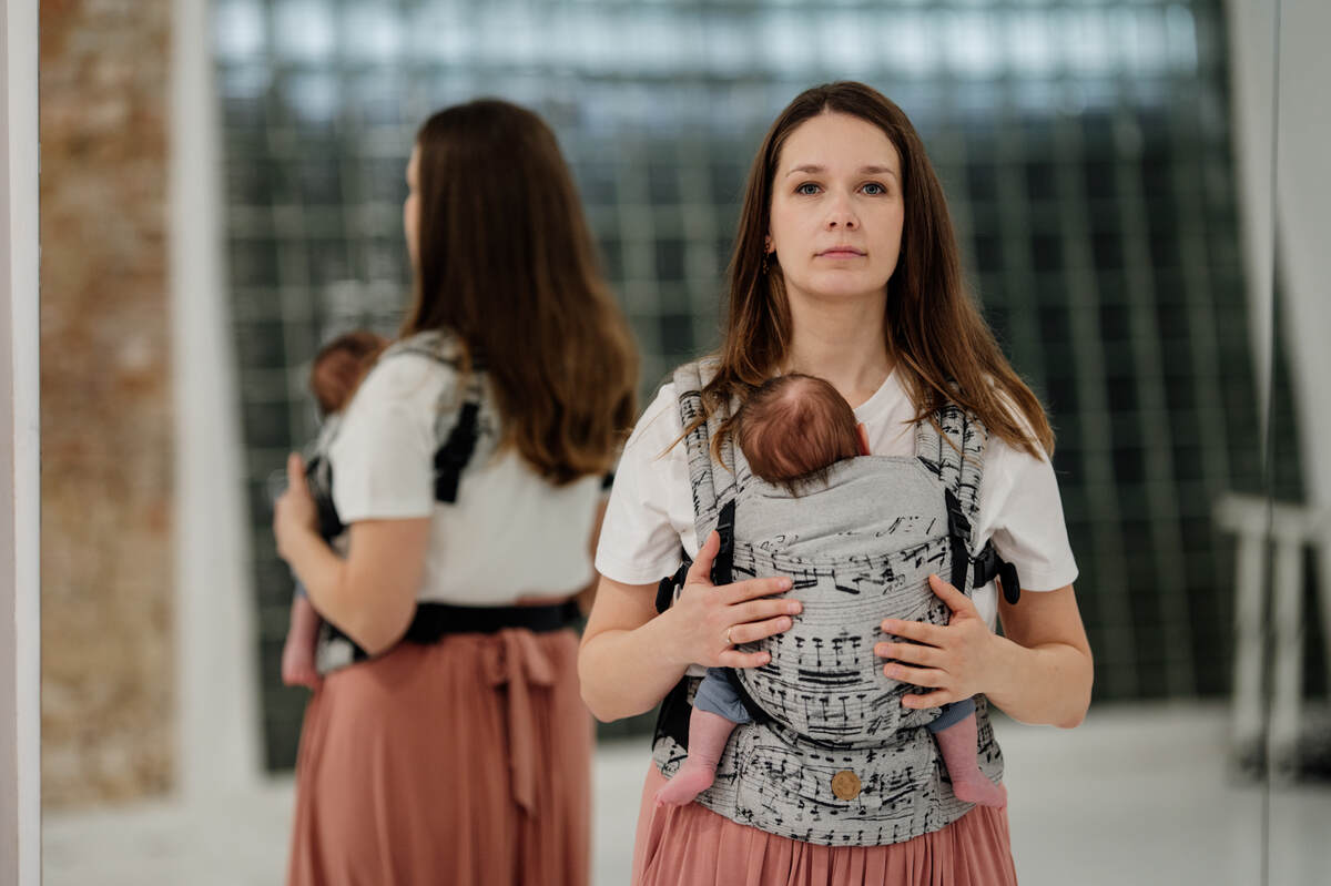 Nosidełko LennyLight z tkaniny żakardowej 100% bawełna , rozmiar standard - MELODY - POLONAISE #babywearing