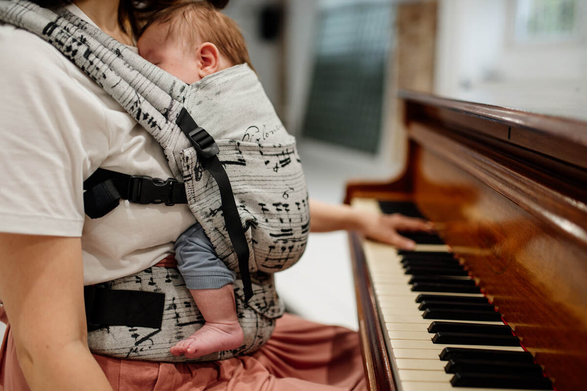 Nosidełko LennyLight z tkaniny żakardowej 100% bawełna , rozmiar standard - MELODY - POLONAISE #babywearing