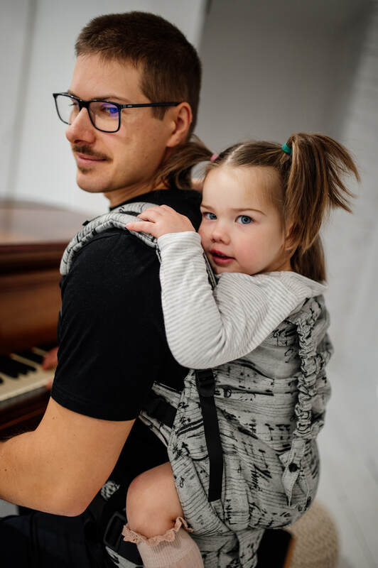 Nosidełko LennyPreschool  z tkaniny żakardowej 100% bawełna, rozmiar preschool - MELODY - POLONAISE #babywearing