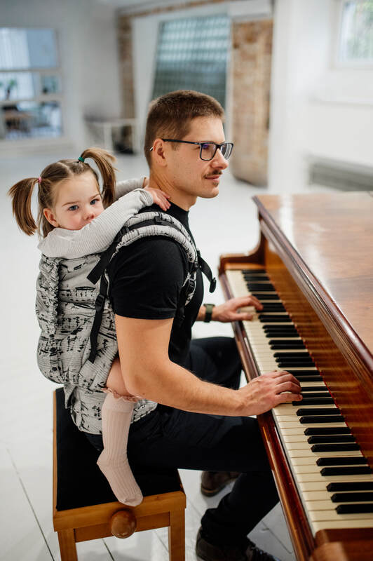 Nosidełko LennyPreschool  z tkaniny żakardowej 100% bawełna, rozmiar preschool - MELODY - POLONAISE #babywearing