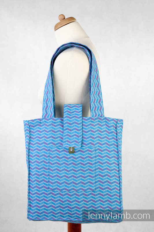 Shoulder bag - 100% cotton - ZIGZAG TURQUOISE & PINK - standard size 37cmx37cm #babywearing