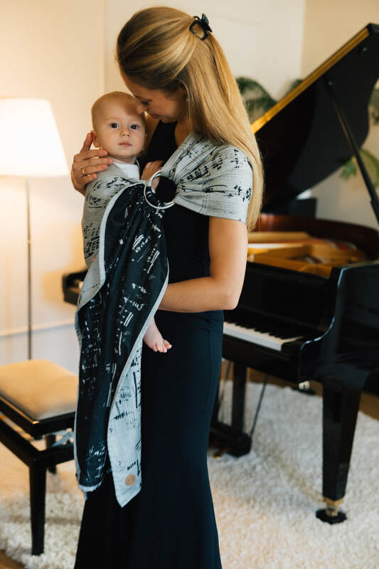 Żakardowa chusta kółkowa do noszenia dzieci, (100% bawełna), ramię bez zakładek - MELODY - POLONAISE - standard 1.8m #babywearing