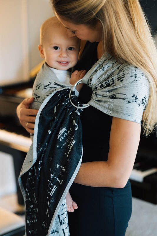 Żakardowa chusta kółkowa do noszenia dzieci, (100% bawełna), ramię bez zakładek - MELODY - POLONAISE - standard 1.8m #babywearing