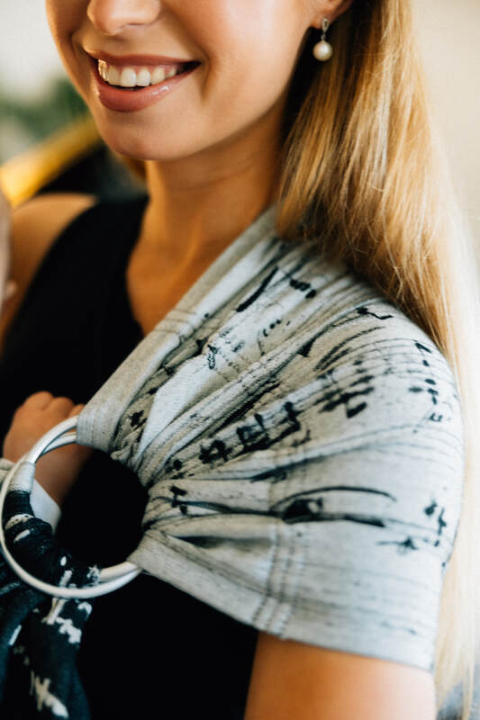 Żakardowa chusta kółkowa do noszenia dzieci, (100% bawełna), ramię bez zakładek - MELODY - POLONAISE - standard 1.8m #babywearing