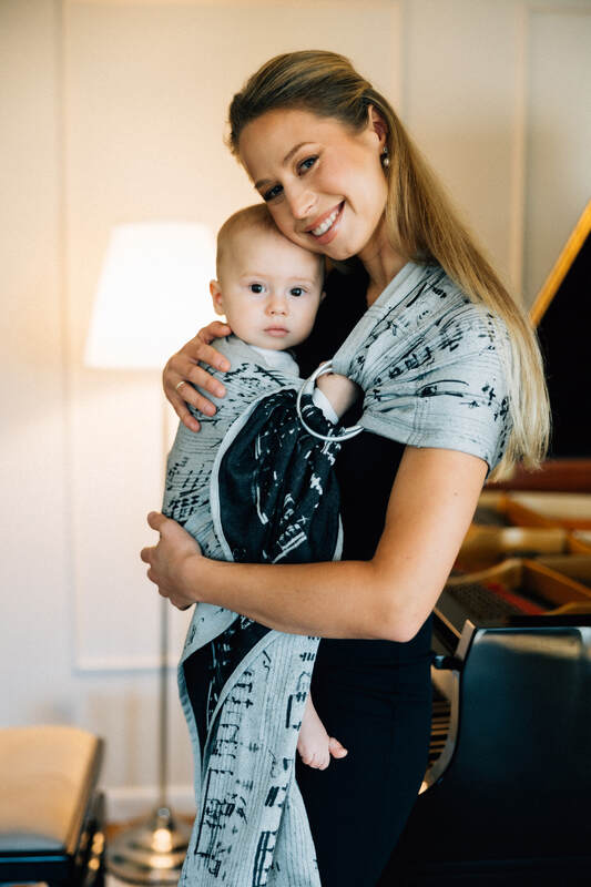 Żakardowa chusta kółkowa do noszenia dzieci, (100% bawełna), ramię bez zakładek - MELODY - POLONAISE - standard 1.8m #babywearing