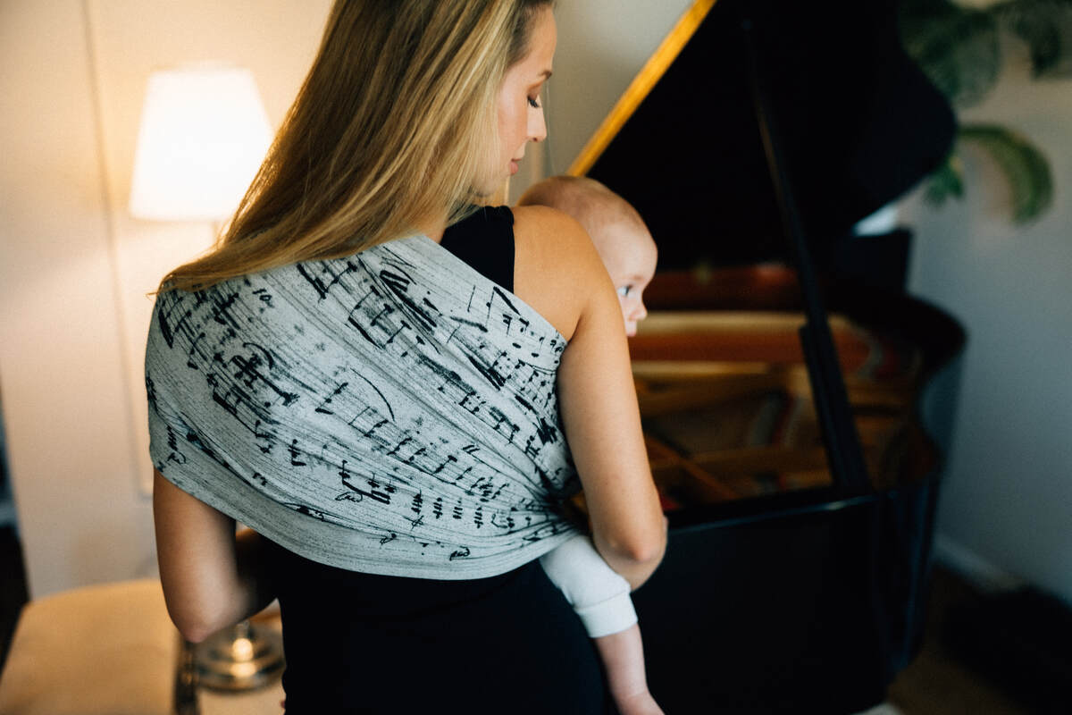 Żakardowa chusta kółkowa do noszenia dzieci, (100% bawełna), ramię bez zakładek - MELODY - POLONAISE - standard 1.8m #babywearing