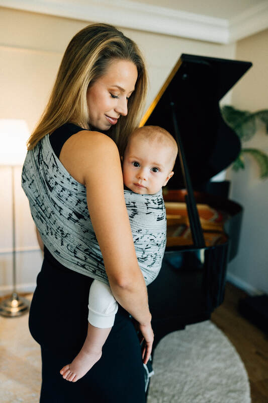 Żakardowa chusta kółkowa do noszenia dzieci, (100% bawełna), ramię bez zakładek - MELODY - POLONAISE - standard 1.8m #babywearing