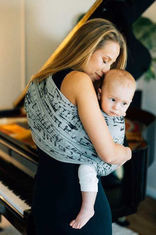 Żakardowa chusta kółkowa do noszenia dzieci, (100% bawełna), ramię bez zakładek - MELODY - POLONAISE - standard 1.8m #babywearing