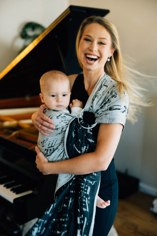 Żakardowa chusta kółkowa do noszenia dzieci, (100% bawełna), ramię bez zakładek - MELODY - POLONAISE - standard 1.8m #babywearing