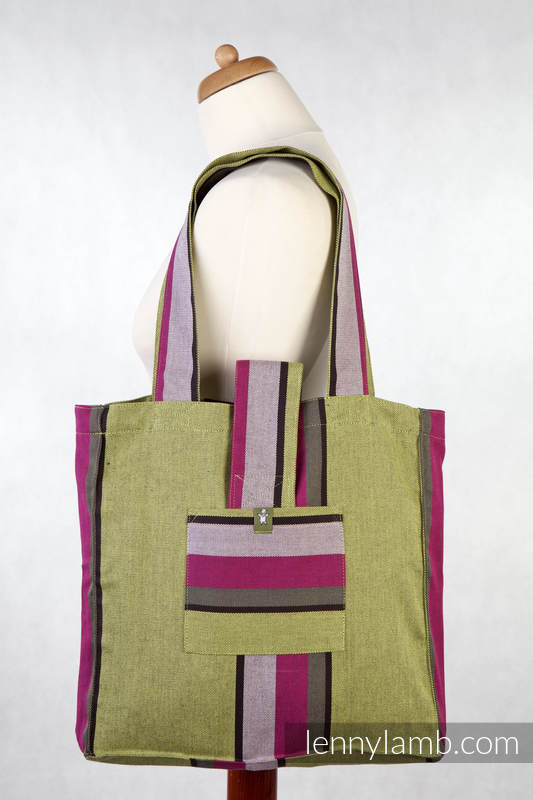 Sac à bandoulière en retailles d’écharpes (100 % coton) - LIME & KHAKI - taille standard 37 cm x 37 cm #babywearing