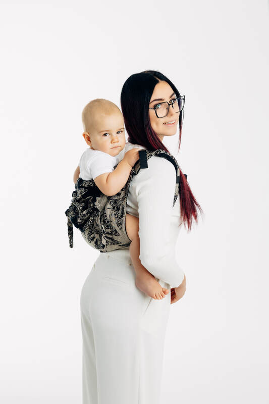 Lenny Buckle Onbuhimo PRO baby carrier, toddler size, jacquard weave (65% cotton 35% silkk) - QUEEN OF THE NIGHT - PAMINA #babywearing