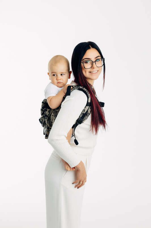 Lenny Buckle Onbuhimo PRO baby carrier, toddler size, jacquard weave (65% cotton 35% silkk) - QUEEN OF THE NIGHT - PAMINA #babywearing