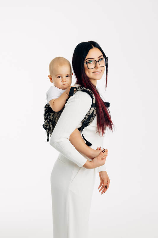 Lenny Buckle Onbuhimo PRO baby carrier, toddler size, jacquard weave (65% cotton 35% silkk) - QUEEN OF THE NIGHT - PAMINA #babywearing
