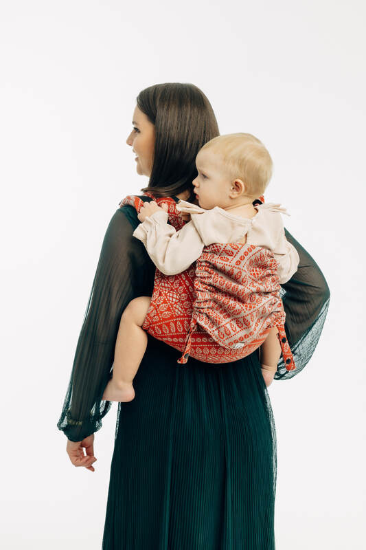 Lenny Buckle Onbuhimo PRO baby carrier, toddler size, jacquard weave (100% cotton) - PEACOCK'S TAIL - HOLIDAY #babywearing