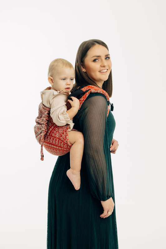 Lenny Buckle Onbuhimo PRO baby carrier, toddler size, jacquard weave (100% cotton) - PEACOCK'S TAIL - HOLIDAY #babywearing