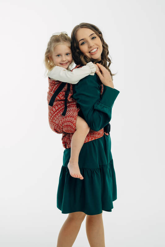 LennyPreschool Tragehilfe, Größe Preschool, Jacquardwebung, 100% Baumwolle - PEACOCOK'S TAIL - HOLIDAY #babywearing