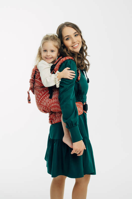 LennyPreschool Tragehilfe, Größe Preschool, Jacquardwebung, 100% Baumwolle - PEACOCOK'S TAIL - HOLIDAY #babywearing