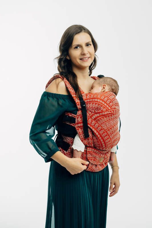 Porte-bébé LennyUpGrade PRO, taille standard, jacquard, 100% coton - PEACOCK'S TAIL - HOLIDAY #babywearing