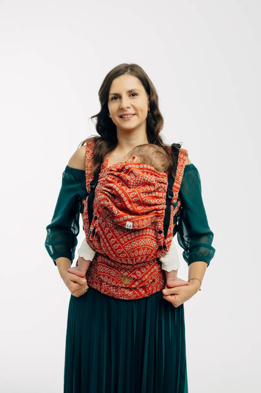 Porte-bébé LennyUpGrade PRO, taille standard, jacquard, 100% coton - PEACOCK'S TAIL - HOLIDAY #babywearing