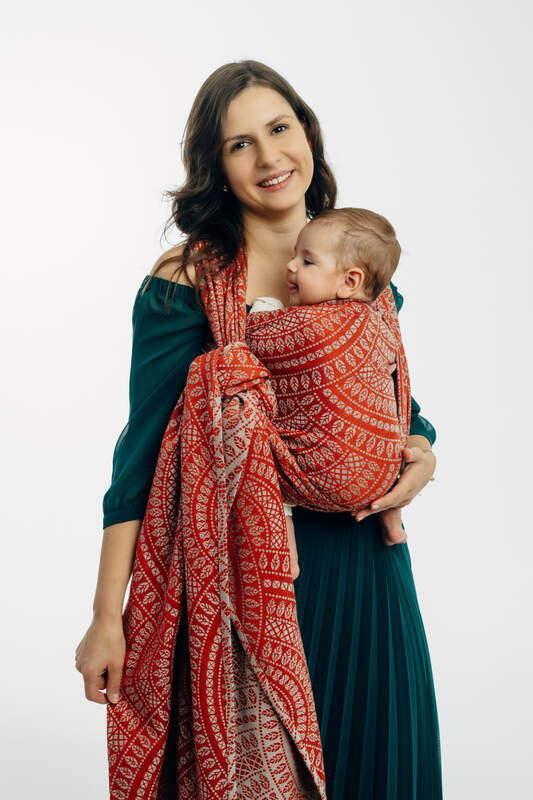 Baby Wrap, Jacquard Weave (100% cotton) - PEACOCK'S TAIL - HOLIDAY - size M #babywearing