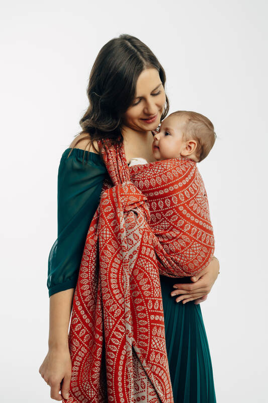 Baby Wrap, Jacquard Weave (100% cotton) - PEACOCK'S TAIL - HOLIDAY - size M #babywearing