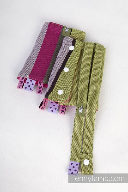 Drool Pads & Reach Straps Set, (60% cotton, 40% polyester) - LIME & KHAKI #babywearing
