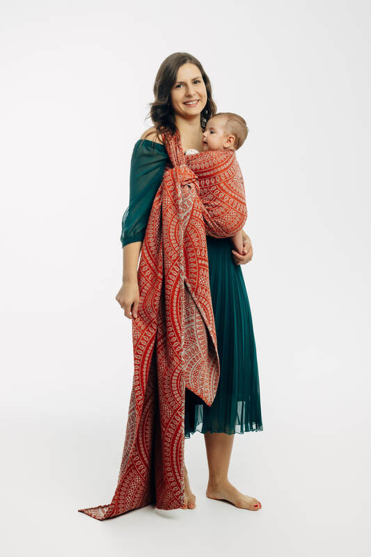 Baby Wrap, Jacquard Weave (100% cotton) - PEACOCK'S TAIL - HOLIDAY - size M #babywearing