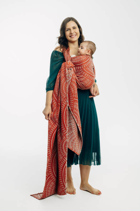 Baby Wrap, Jacquard Weave (100% cotton) - PEACOCK'S TAIL - HOLIDAY - size M #babywearing