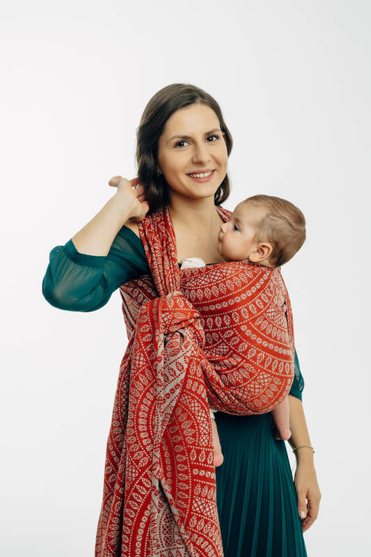 Baby Wrap, Jacquard Weave (100% cotton) - PEACOCK'S TAIL - HOLIDAY - size M #babywearing