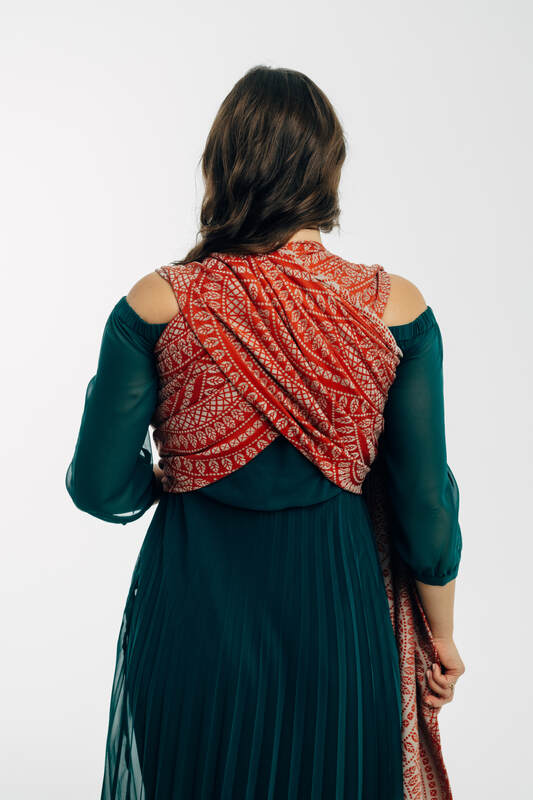 Baby Wrap, Jacquard Weave (100% cotton) - PEACOCK'S TAIL - HOLIDAY - size M #babywearing