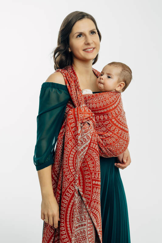 Baby Wrap, Jacquard Weave (100% cotton) - PEACOCK'S TAIL - HOLIDAY - size M #babywearing