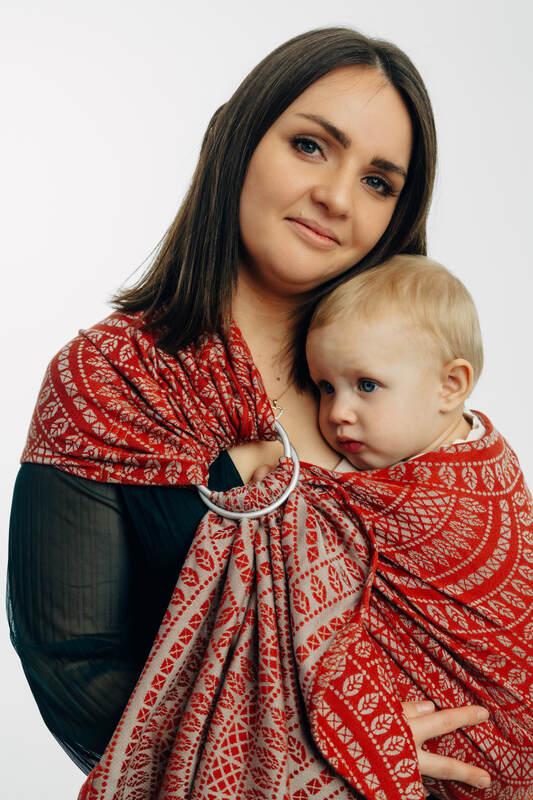 RingSling, Jacquardwebung (100% Baumwolle), mit Raffung an den Ringen - PEACOCOK'S TAIL - HOLIDAY - standard 1.8m #babywearing