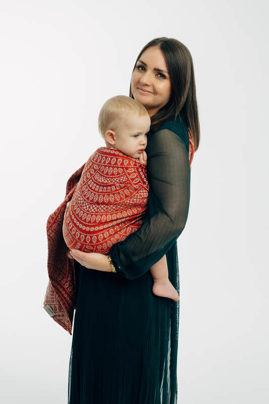 RingSling, Jacquardwebung (100% Baumwolle), mit Raffung an den Ringen - PEACOCOK'S TAIL - HOLIDAY - standard 1.8m #babywearing