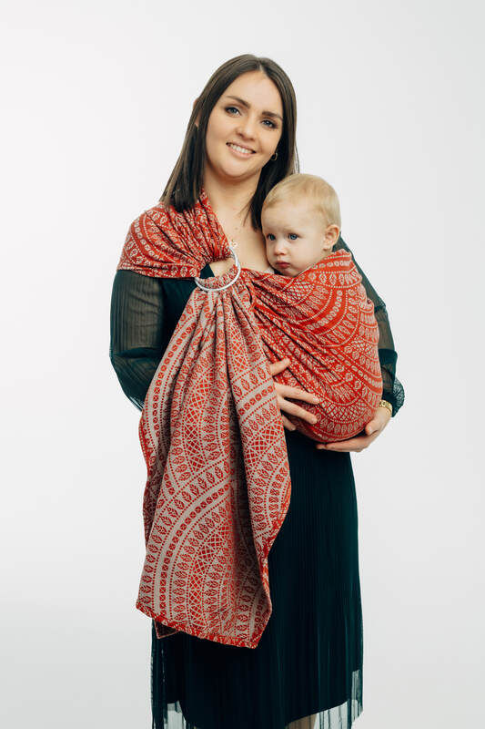 RingSling, Jacquardwebung (100% Baumwolle), mit Raffung an den Ringen - PEACOCOK'S TAIL - HOLIDAY - standard 1.8m #babywearing