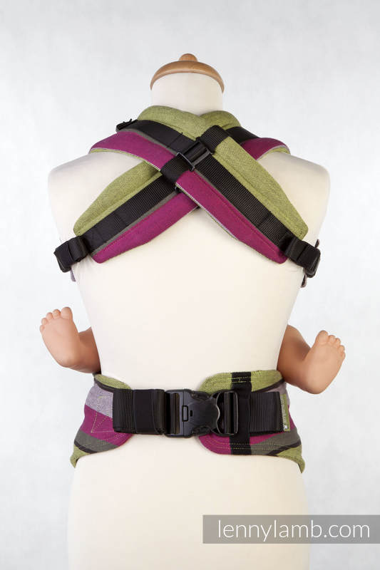 Porte-bébé ergonomique, taille bébé, sergé brisé 100 % coton, LIME KHAKI - Deuxième génération #babywearing