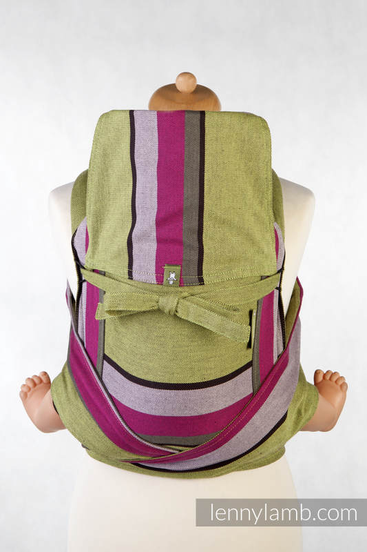 MEI-TAI carrier Toddler, broken-twill weave - 100% cotton - with hood, Lime & Khaki #babywearing