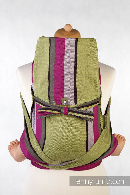 MEI-TAI carrier Mini, broken-twill weave - 100% cotton - with hood, Lime & Khaki #babywearing