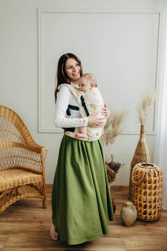 LennyLight Carrier, Standard Size, jacquard weave (68% cotton, 27% merino wool, 5% cashmere) - HERBARIUM - AMBRA #babywearing