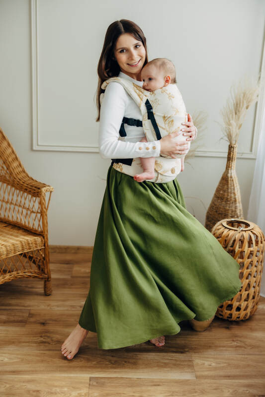 LennyLight Carrier, Standard Size, jacquard weave (68% cotton, 27% merino wool, 5% cashmere) - HERBARIUM - AMBRA #babywearing