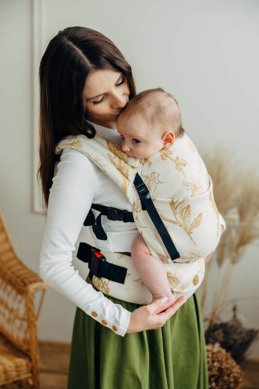 LennyLight Carrier, Standard Size, jacquard weave (68% cotton, 27% merino wool, 5% cashmere) - HERBARIUM - AMBRA #babywearing