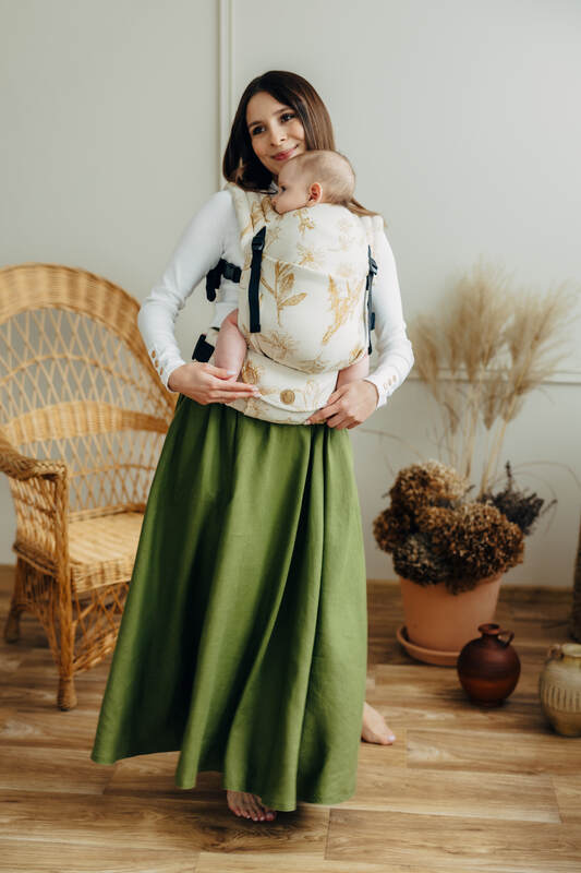 LennyLight Carrier, Standard Size, jacquard weave (68% cotton, 27% merino wool, 5% cashmere) - HERBARIUM - AMBRA #babywearing