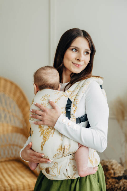 LennyLight Carrier, Standard Size, jacquard weave (68% cotton, 27% merino wool, 5% cashmere) - HERBARIUM - AMBRA #babywearing