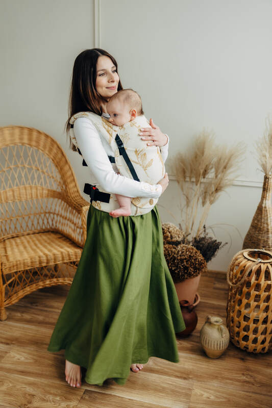 LennyLight Carrier, Standard Size, jacquard weave (68% cotton, 27% merino wool, 5% cashmere) - HERBARIUM - AMBRA #babywearing