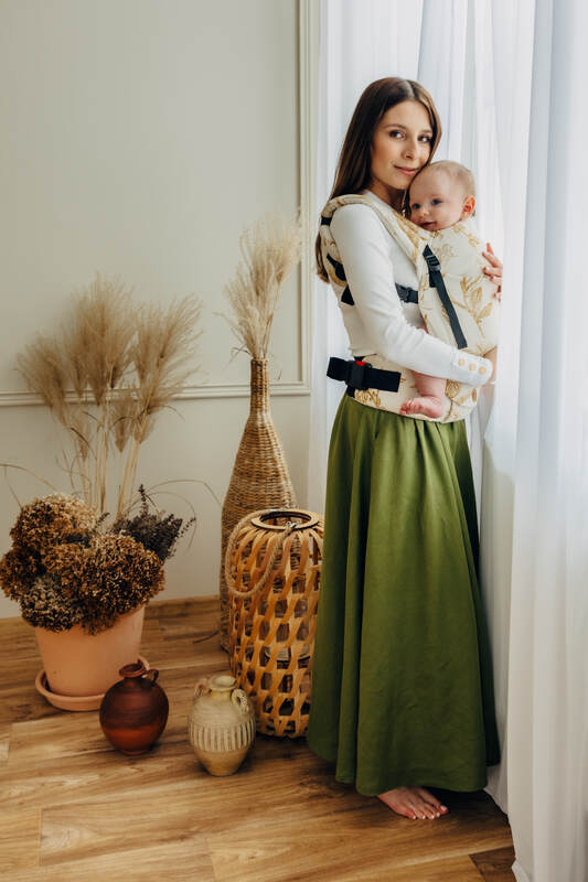 LennyLight Carrier, Standard Size, jacquard weave (68% cotton, 27% merino wool, 5% cashmere) - HERBARIUM - AMBRA #babywearing